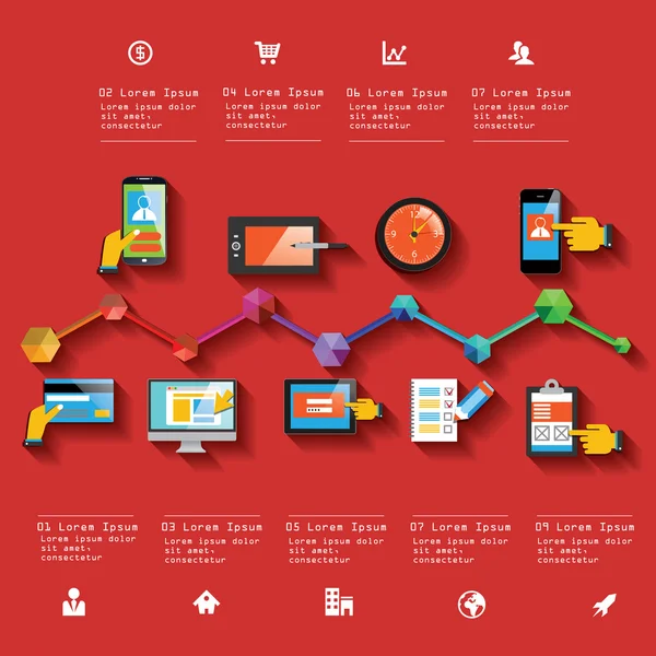 Marketing, financiën, zakelijke tijdlijn — Stockvector