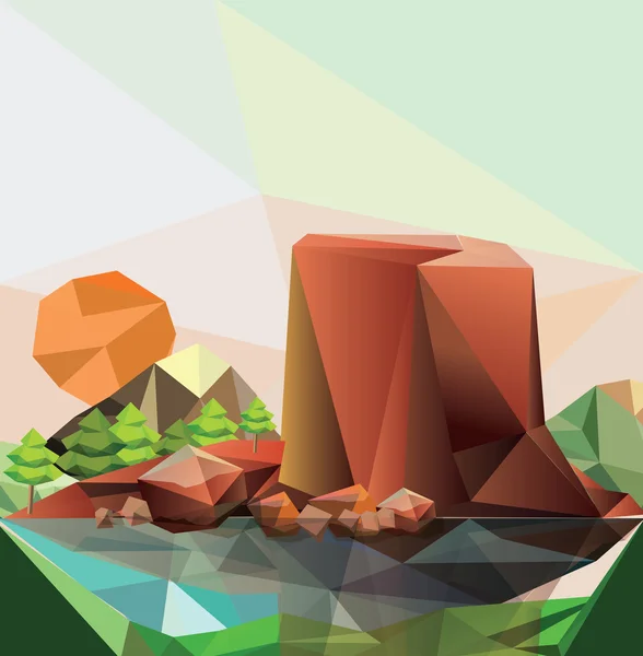 多角形の抽象的な山の風景 — ストックベクタ