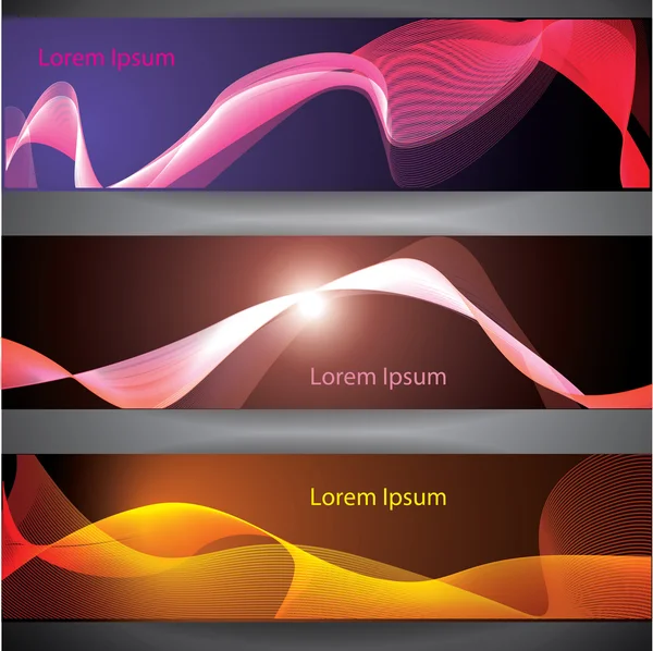 Set of wavy abstract banners — Stock Vector