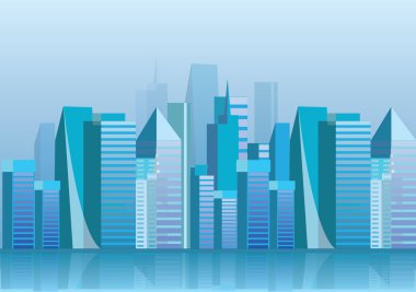 Mavi cityscape gökdelenler ile