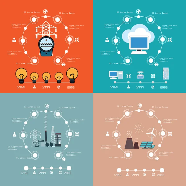 Elementos infográficos da indústria de energia elétrica — Vetor de Stock