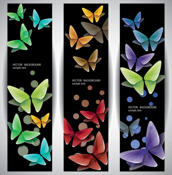 Set di striscioni con farfalle Grafiche Vettoriali