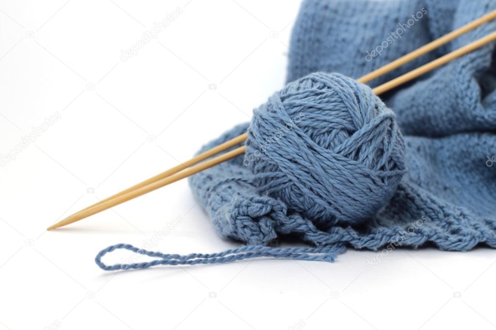 Blue ball of yarn for knitting