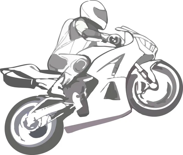 Vecteur Noir Blanc Motocycliste — Image vectorielle