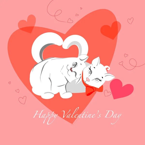 Valentine Card Cute Couple Cats — Stock Photo, Image