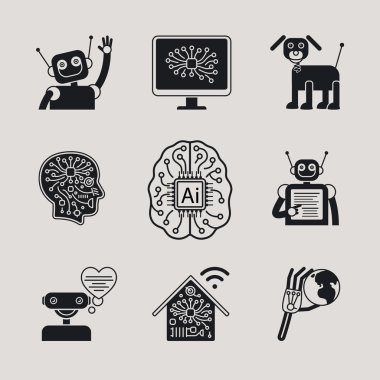 AI, Artificial Intelligence icons and signs