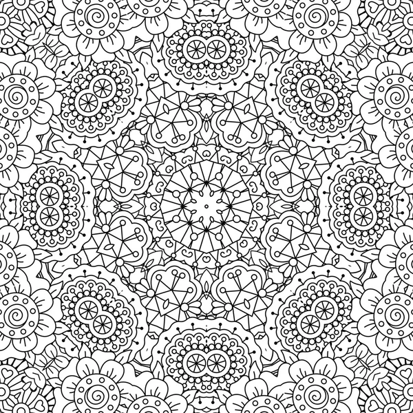 Seamless floral pattern with doodles and cucumbers Black and white ...