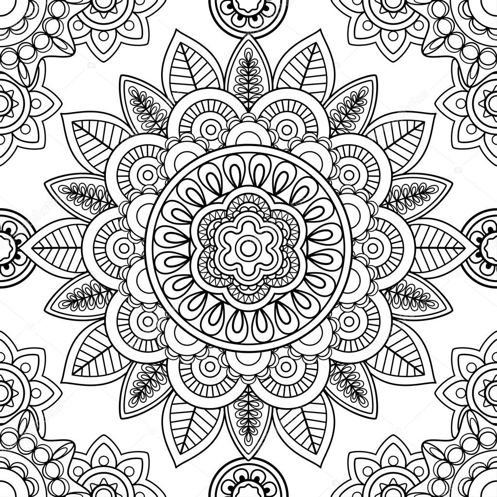 Ethnic Seamless Pattern Coloring Pages Template Stock Vector