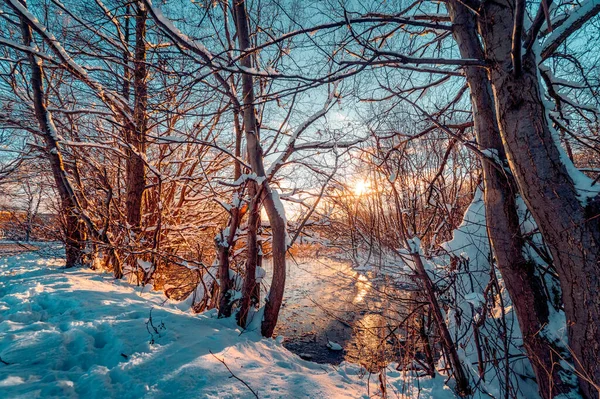Winterlandschaft Fluss Reda — Stockfoto
