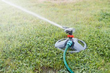 Bahçe çimi suyu bahçeyi sular