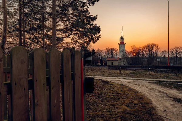 The lighthouse in Rozewie in the evening time