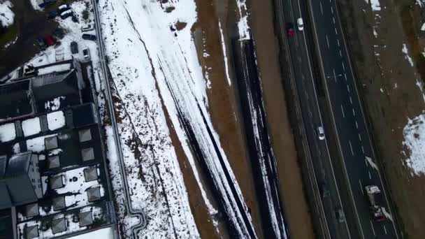 Trójmiejska Obwodnica Zimą Widok Powietrza — Wideo stockowe