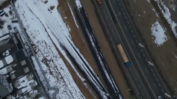 Trójmiejska Obwodnica Zimą Widok Powietrza — Wideo stockowe