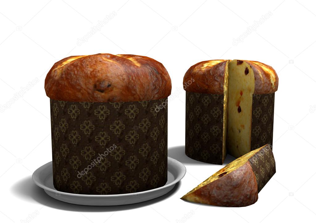 3D Panettone on white background