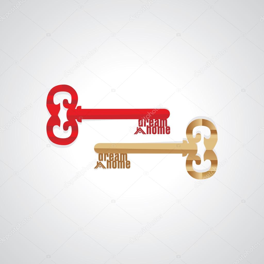 Dream home key gold red concept