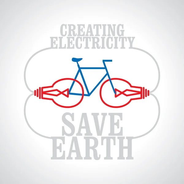 拯救地球矢量的自行车创建电力 — 图库矢量图片