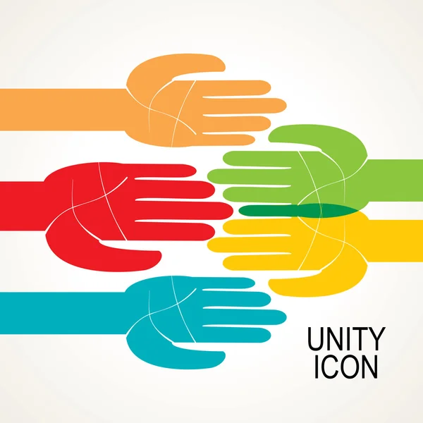 Colorido manos icono de unidad concepto de equipo — Vector de stock