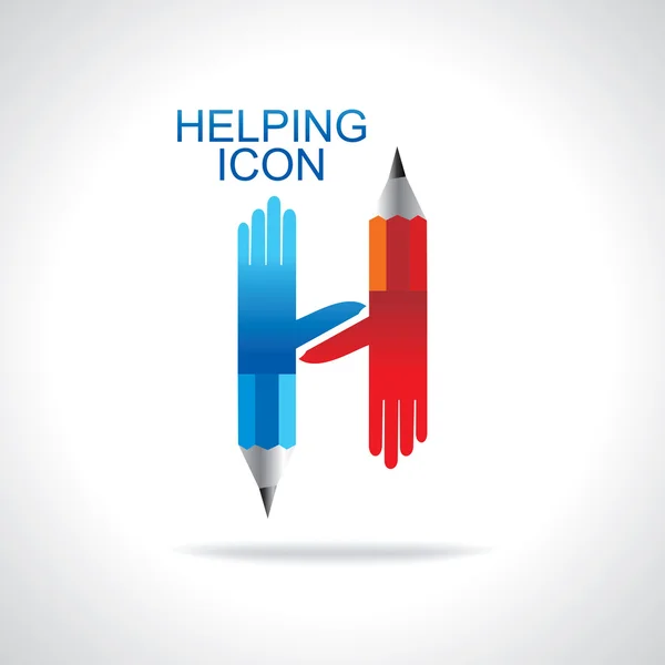 Lápis e símbolo de mão de vetor de ajuda — Vetor de Stock