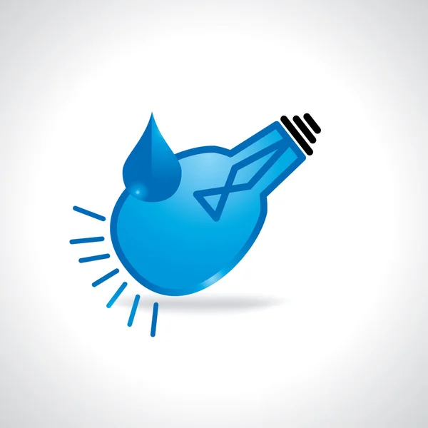 蓝色灯泡与水滴保存水的想法 — 图库矢量图片