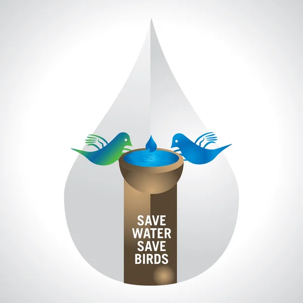 Oszczędzaj wodę dla ptaków pojęcie wektora — Wektor stockowy