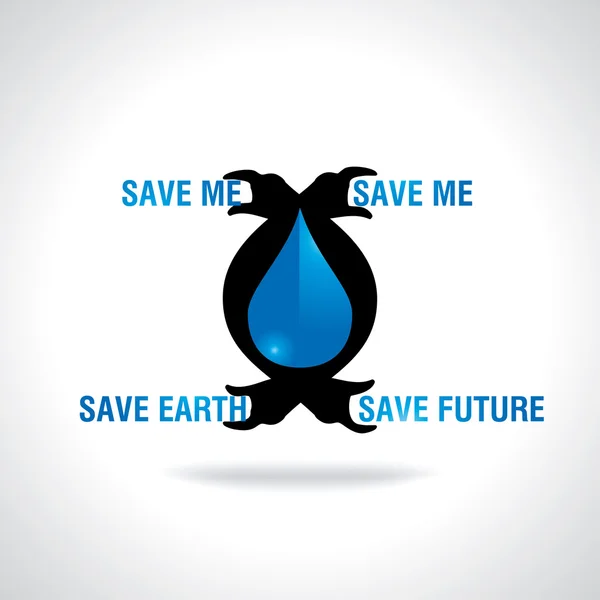 水下降呼吁救救我拯救地球和未来 — 图库矢量图片