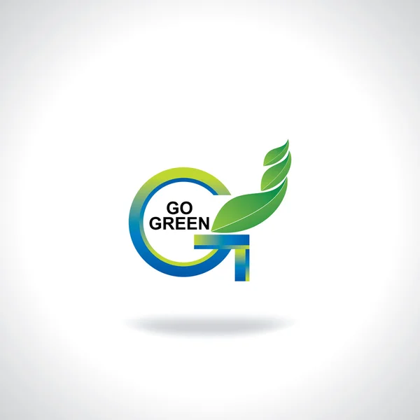 Πηγαίνετε πράσινο έννοια με φύλλο διάνυσμα — Διανυσματικό Αρχείο