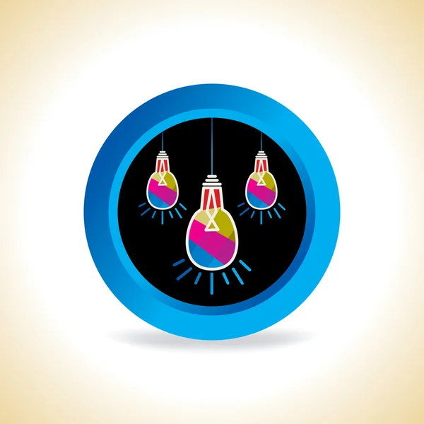 Ampoule dans le vecteur de cercle bleu — Image vectorielle