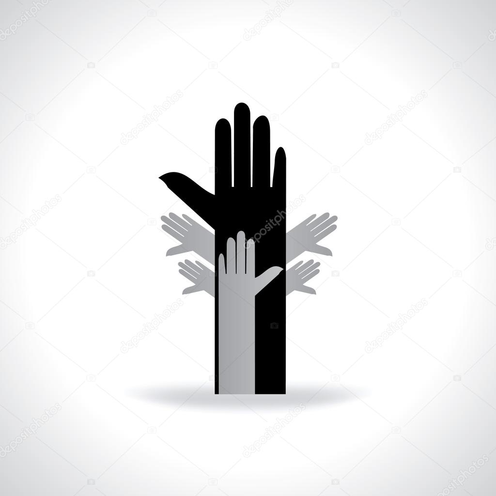 many hands human rights icon vector