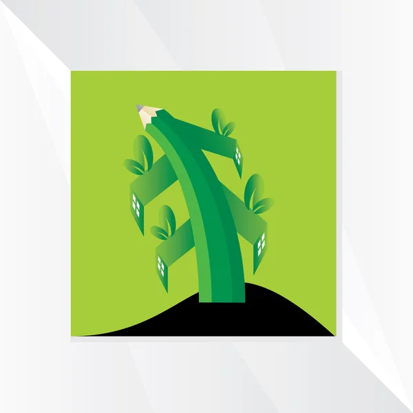 Concepto de árbol con casa — Vector de stock