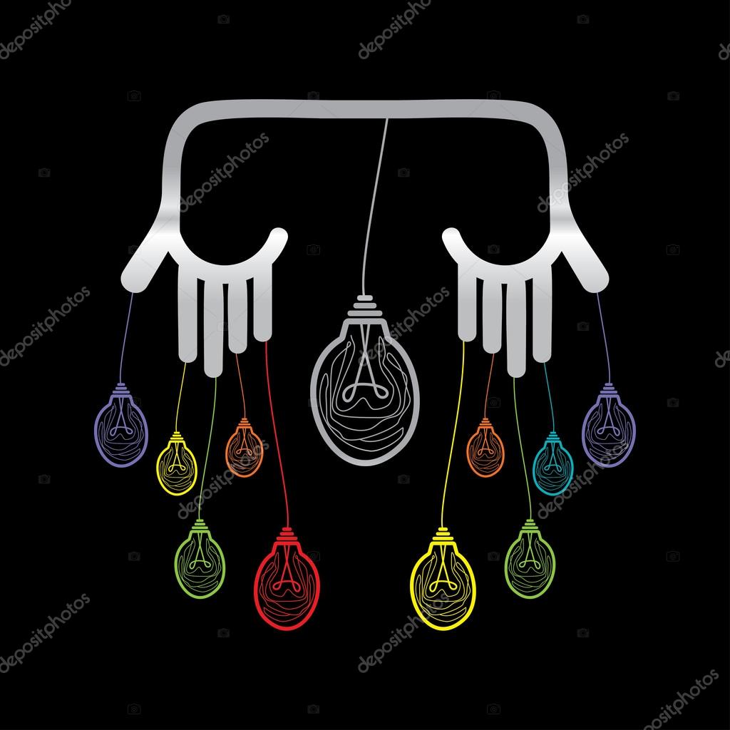 Hands with bulb  idea vector