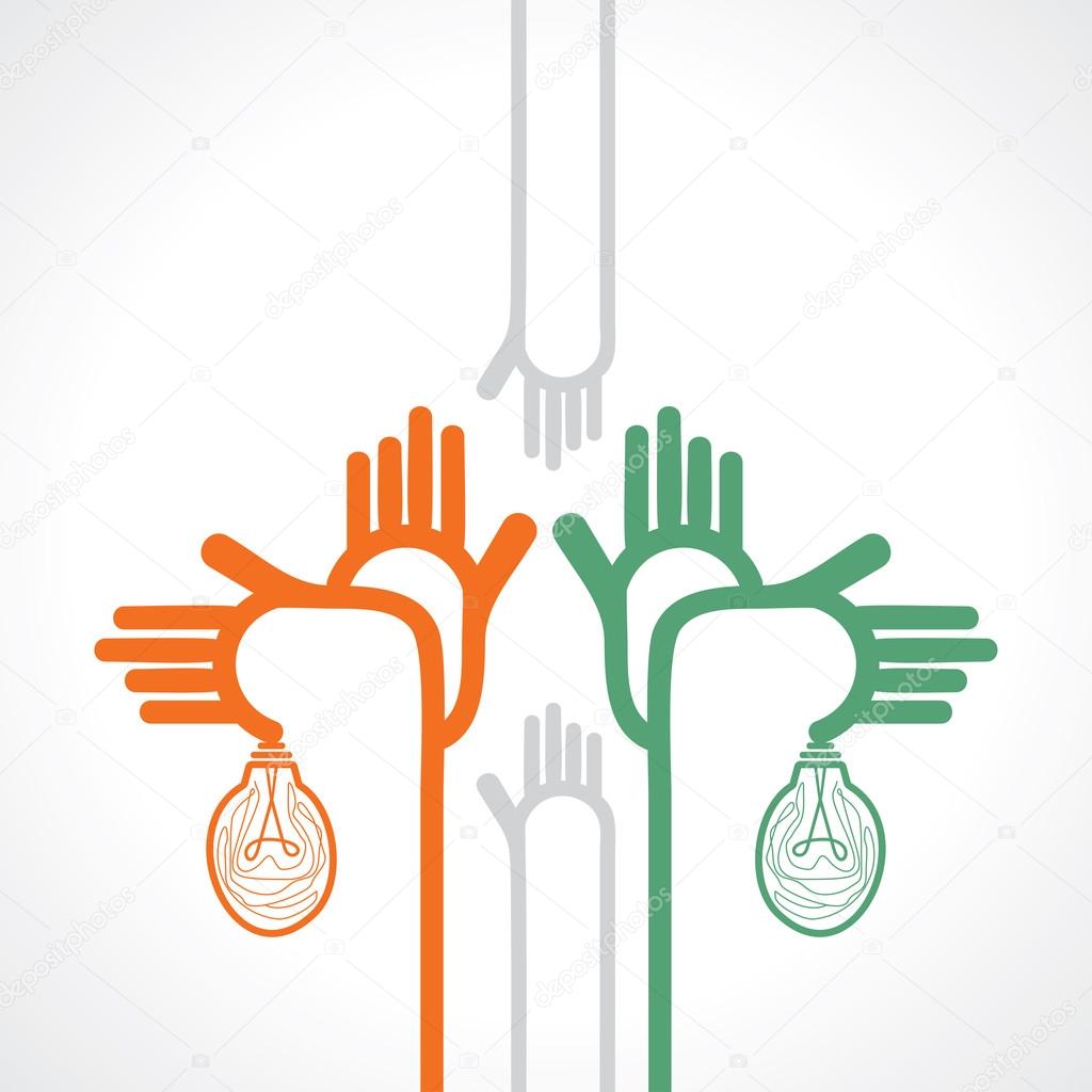 Hands with bulb idea vector illustration