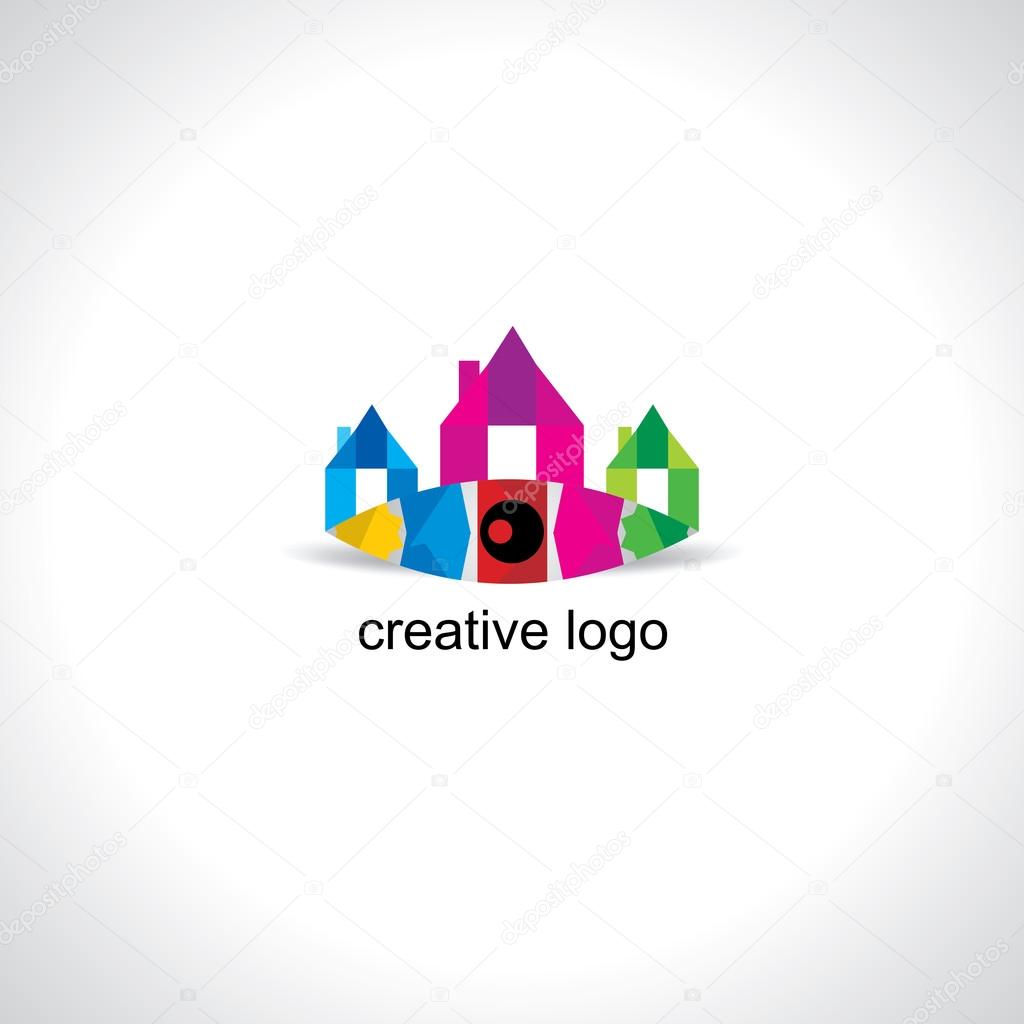 House with colorful eye vector illustration