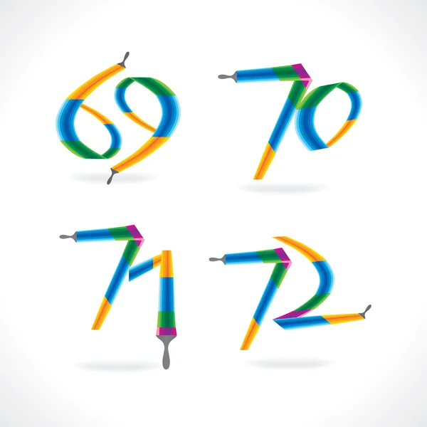 Número numérico creado con pincel de pintura — Vector de stock