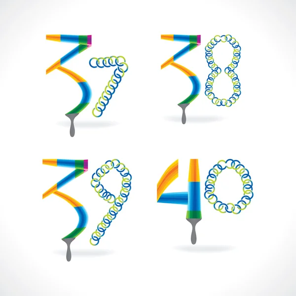 Número numérico creado con pincel y círculo de pintura — Vector de stock
