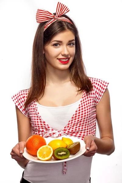 meyve ile güzel kız