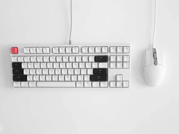 Concept Espace Travail Joueur Vue Dessus Équipement Jeu Souris Clavier — Photo