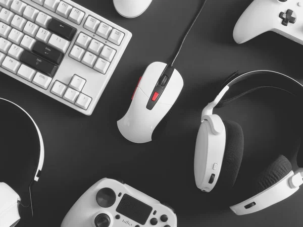 Gamer Concepto Espacio Trabajo Vista Superior Equipo Juego — Foto de Stock