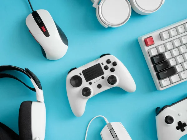 Gamer Werkruimte Concept Bovenaanzicht Een Gaming Gear — Stockfoto