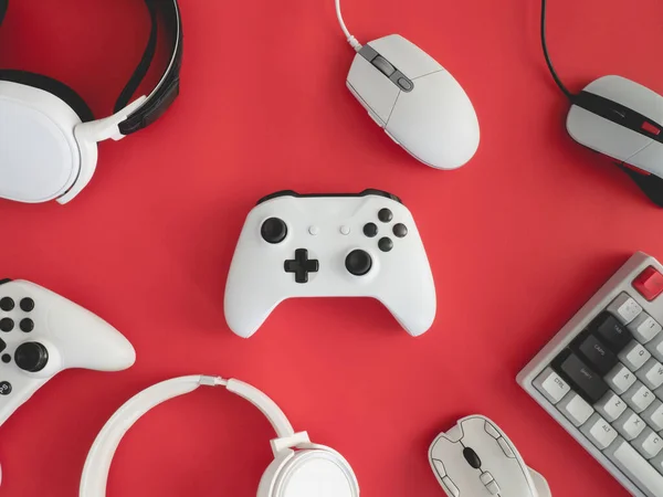 Gamer Werkruimte Concept Bovenaanzicht Een Gaming Gear — Stockfoto