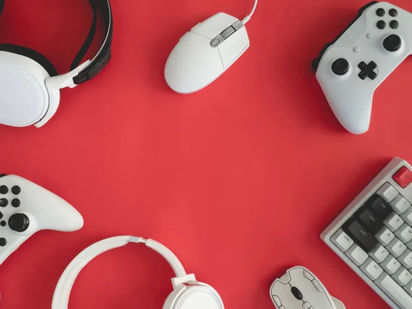 Gamer Werkruimte Concept Bovenaanzicht Een Gaming Gear — Stockfoto