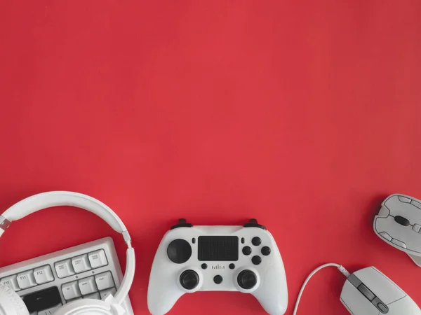 Gamer Concepto Espacio Trabajo Vista Superior Equipo Juego — Foto de Stock