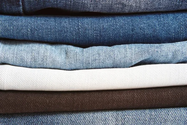 Stapel Jeans Jeans Textuur Achtergrond — Stockfoto