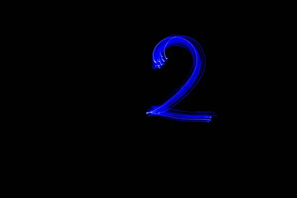 Номер Фотография Синих Огней Длительной Экспозицией Светлая Картина Номер Два — стоковое фото