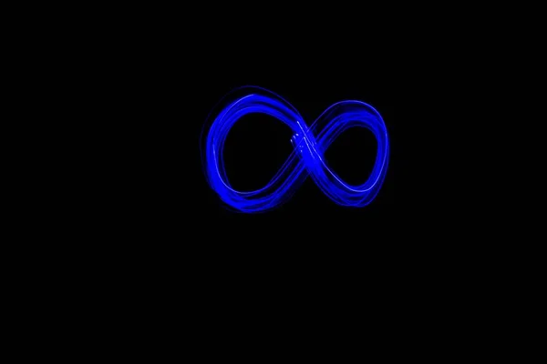 Light Painting Infinity Sign Drawn Infinity Shape Blue Lights Long — Stock Photo, Image