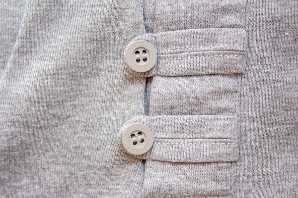 Grijze Knoop Het Shirt Sluiten Foto Van Doek Knop — Stockfoto