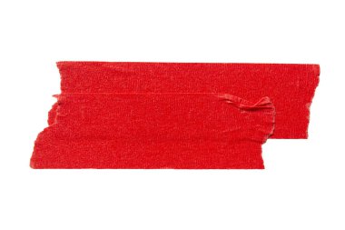 Yırtılmış kağıt yapıştırıcısı beyaz arkaplanda kırmızı maskeleme bandı