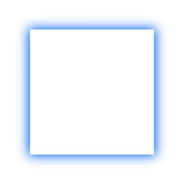 Blue neon glowing square frame isolated on transparent background