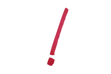 Kırmızı ünlem izi fırça darbesiyle boyanmış, el yapımı işaret şeffaf arkaplanda izole edilmiş.