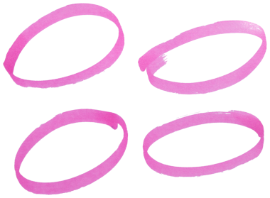 Şeffaf arkaplan üzerindeki pembe vurgulama çemberleri dizayn ögelerini keser