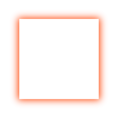 Turuncu neon parlayan kare çerçeve şeffaf arkaplanda izole edildi